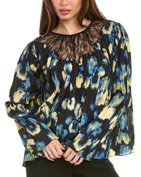 Jason Wu Collection Pleated Silk Blouse Black