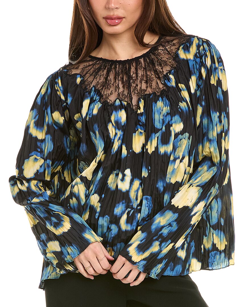 Jason Wu Collection Pleated Silk Blouse Black