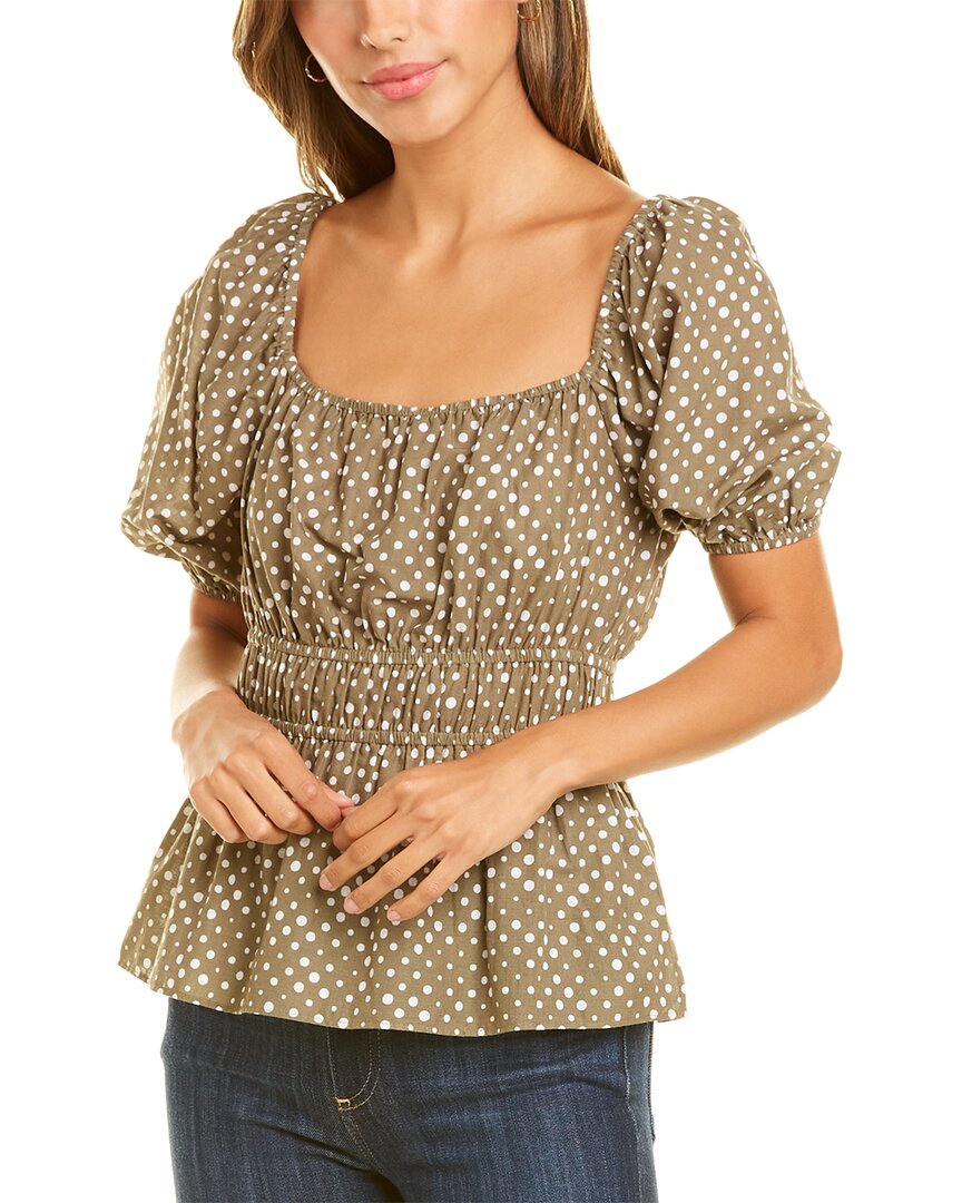 Celina Moon Puff Sleeve Blouse Olive Regular 0 (XS)
