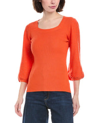 Rain + Rose Puff Sleeve Sweater Orange
