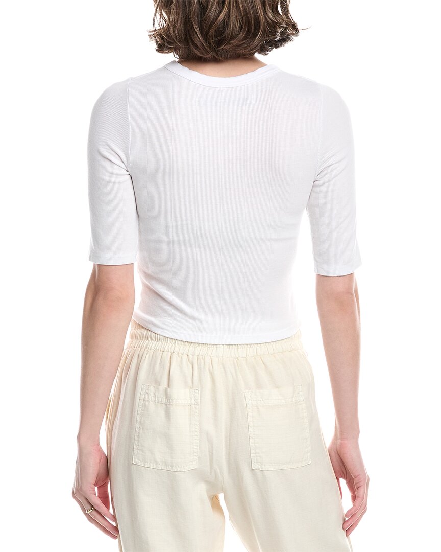 Enza Costa Rib Cropped Half-Sleeve Silk-Blend Top