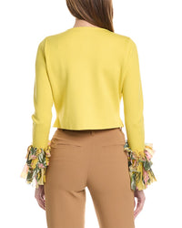 Oscar De La Renta Chiffon Bow Cardigan