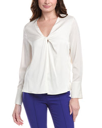 Hugo Boss Bindita Silk-Blend Blouse White