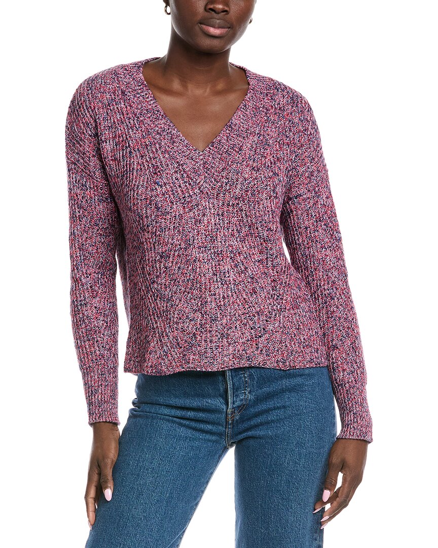 Cotton By Autumn Cashmere Marled Shaker V-Neck Sweater