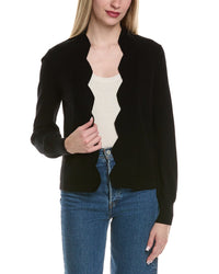 Sofiacashmere Scallop Edge Cropped Wool & Cashmere-Blend Cardigan