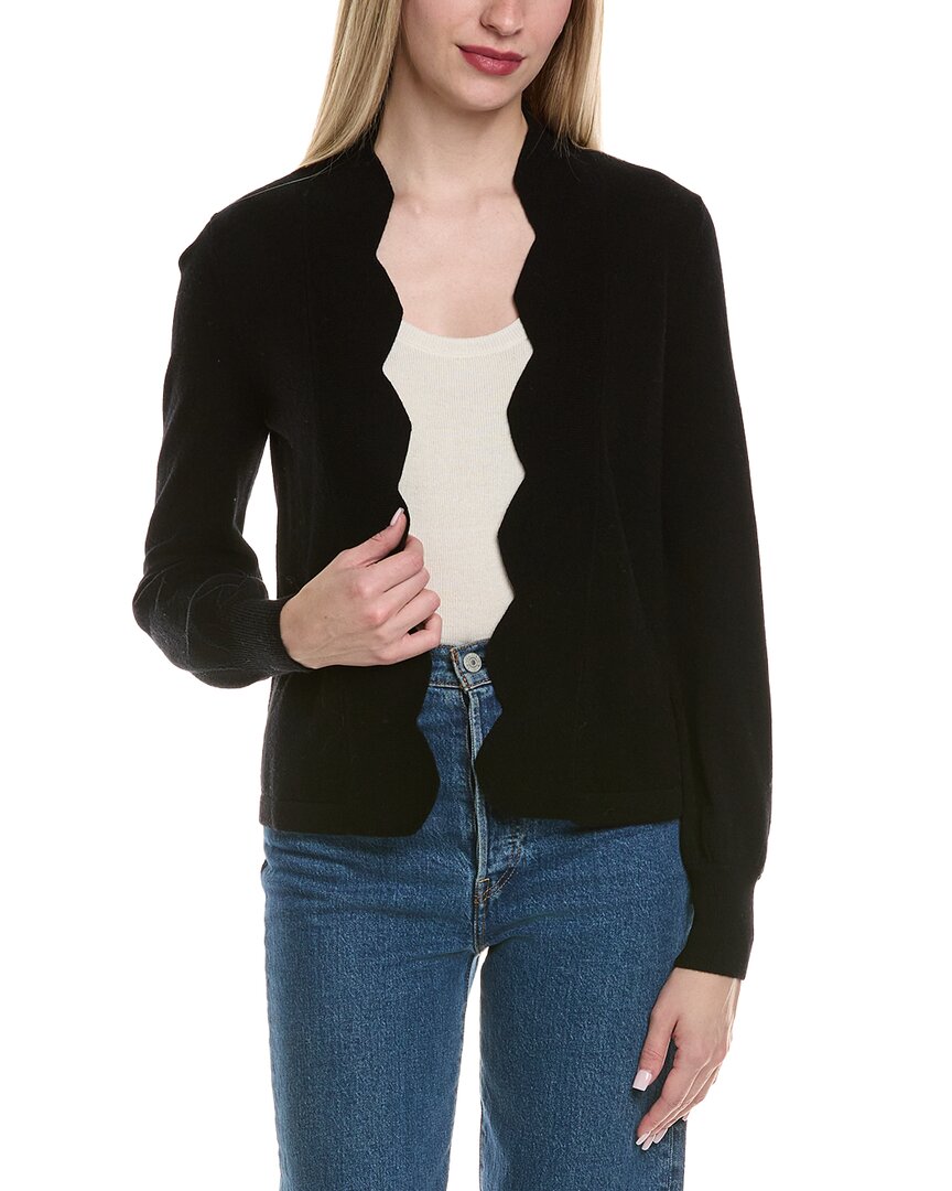 Sofiacashmere Scallop Edge Cropped Wool & Cashmere-Blend Cardigan