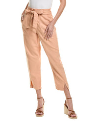 Ag Jeans High-Rise Barrel Silk-Blend Paperbag Pant Pink