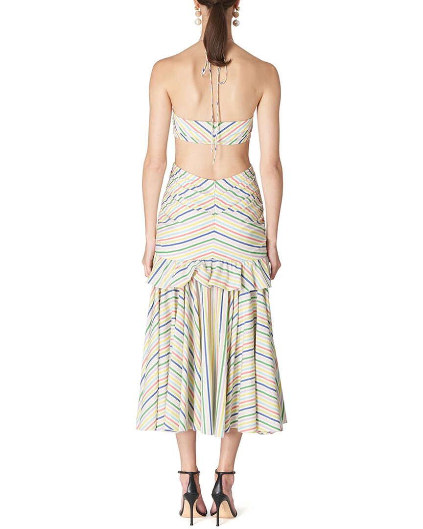 Carolina Herrera Halter Bandeau Ruffled Edge Midi Dress