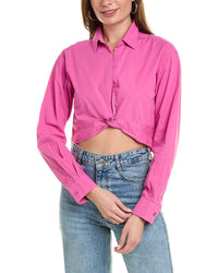 Monrow Poplin Twist Front Shirt Regular 4 (S) Pink