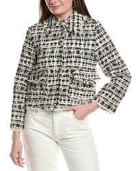 Silvian Heach Wool-Blend Tweed Jacket White