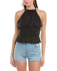 Onia Air Smocked Halter Linen-Blend Top