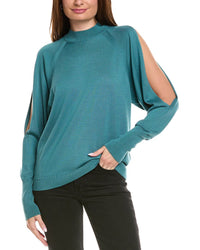 Lafayette 148 New York Black Collared Dropped-Shoulder Sweater