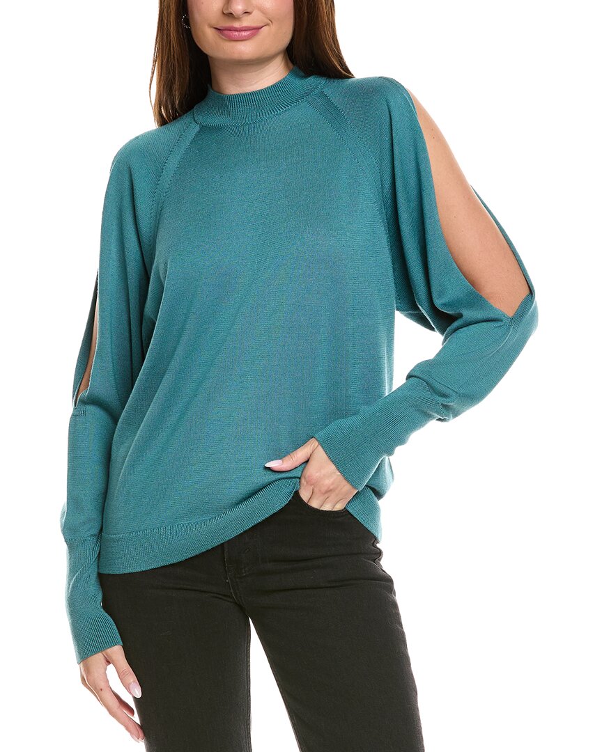 Lafayette 148 New York Black Collared Dropped-Shoulder Sweater
