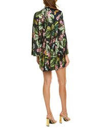Oscar de la Renta Oscar De La Renta Mixed Botanical Jersey Silk-Trim Shift Dress