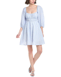 Hermoza Lala Linen-Blend Mini Dress Blue