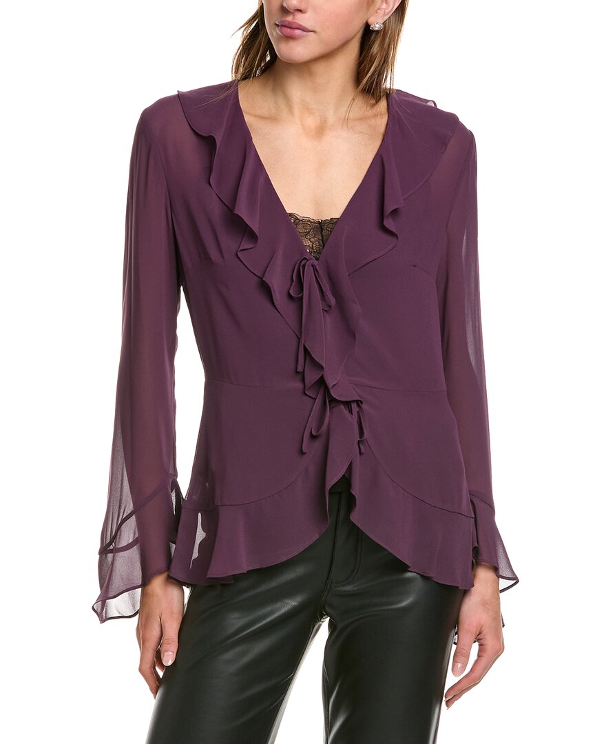 Bcbgmaxazria Ruffle Blouse Purple Regular 00 (XXS)