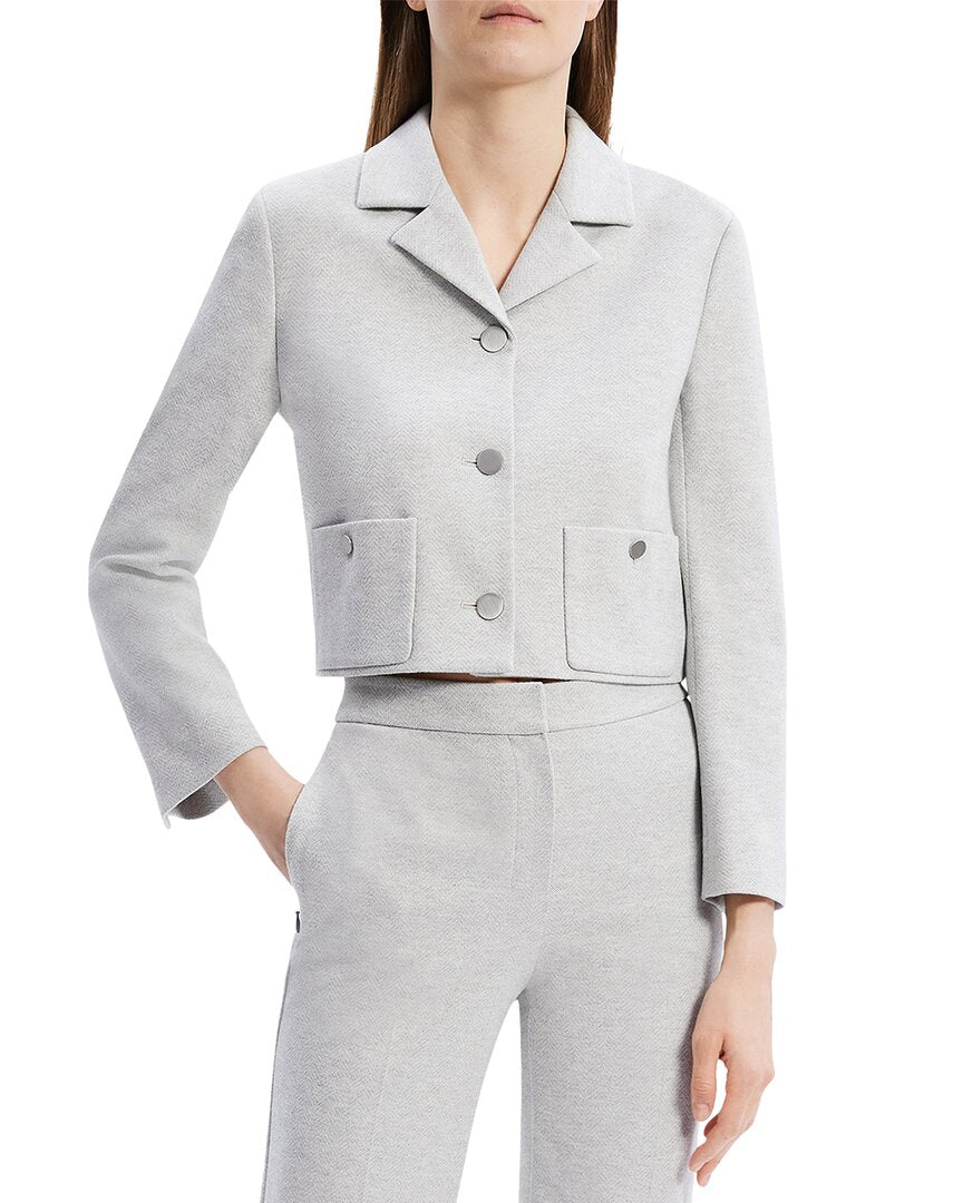 Theory Boxy Crop Patch Jacket Grey