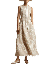 Adam Lippes Eloise Embroidered Midi Dress 8 Pink