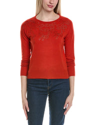 Sofiacashmere Bow Embellishment Wool & Cashmere-Blend Sweater