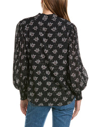 Elie Tahari Split Neck Silk-Blend Top