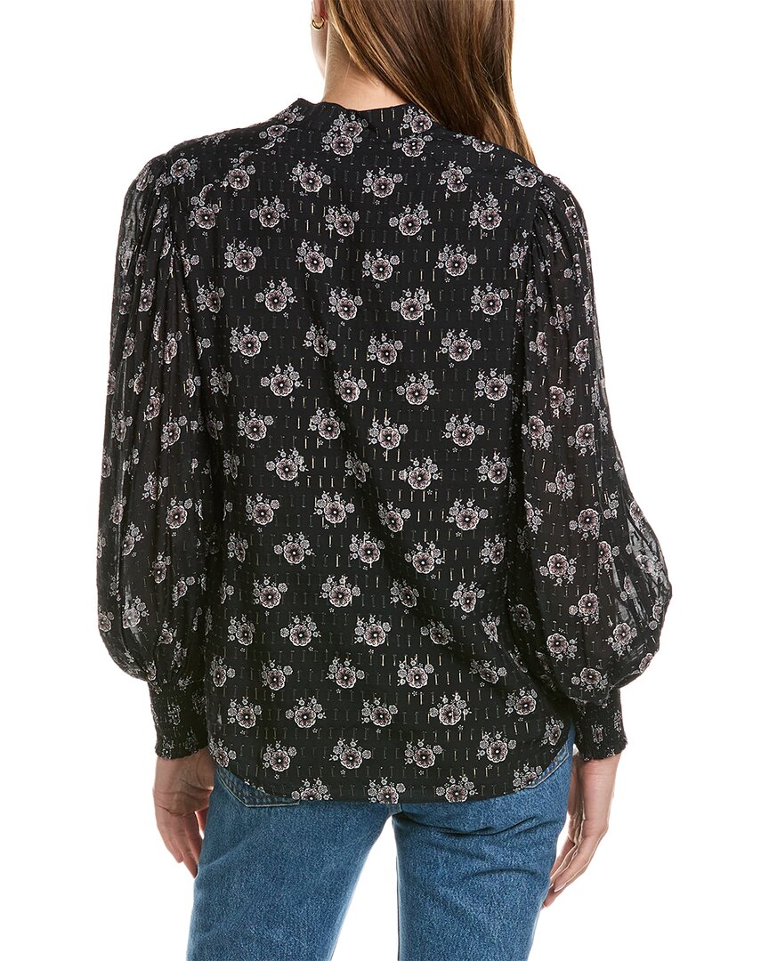 Elie Tahari Split Neck Silk-Blend Top