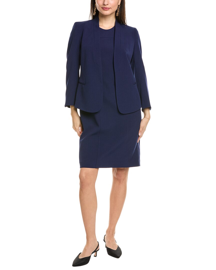 Anne Klein 2Pc Jacket & Dress Set Blue