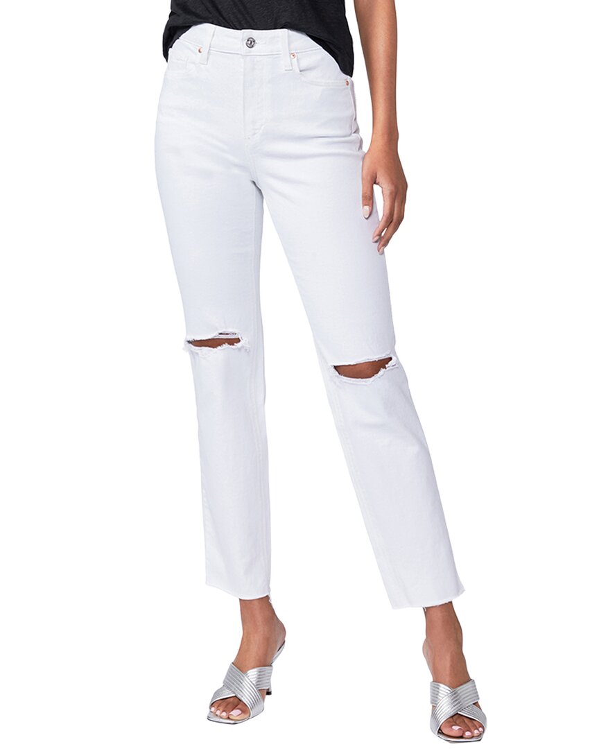 Paige Noella Soft Ecru Destructed High-Rise Relaxed Straight Leg Jean