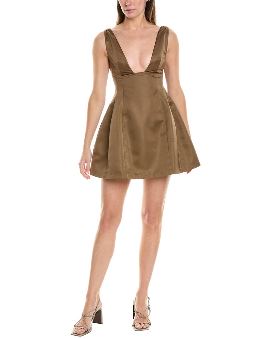 Weworewhat V-Neck Mini Dress Brown Multi