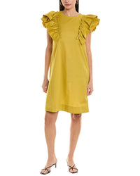 Alpha Studio Ruffle Sleeve Shift Dress 38 Yellow