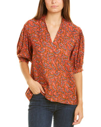 Garrie B Moss Crepe Top Red Regular 0 (XS)