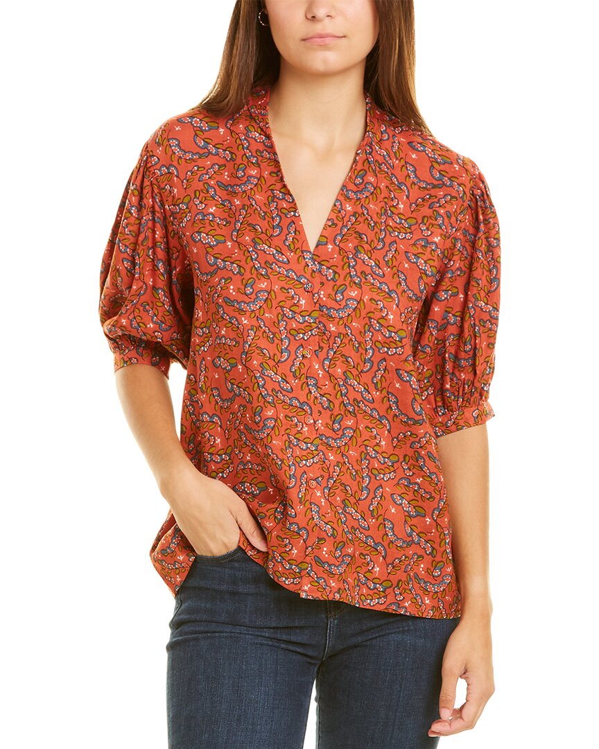Garrie B Moss Crepe Top Red Regular 0 (XS)