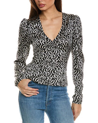 Ganni Stretch Satin Silk-Blend Top Black