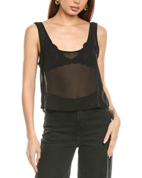 Weworewhat Square Neck Chiffon Tank Black