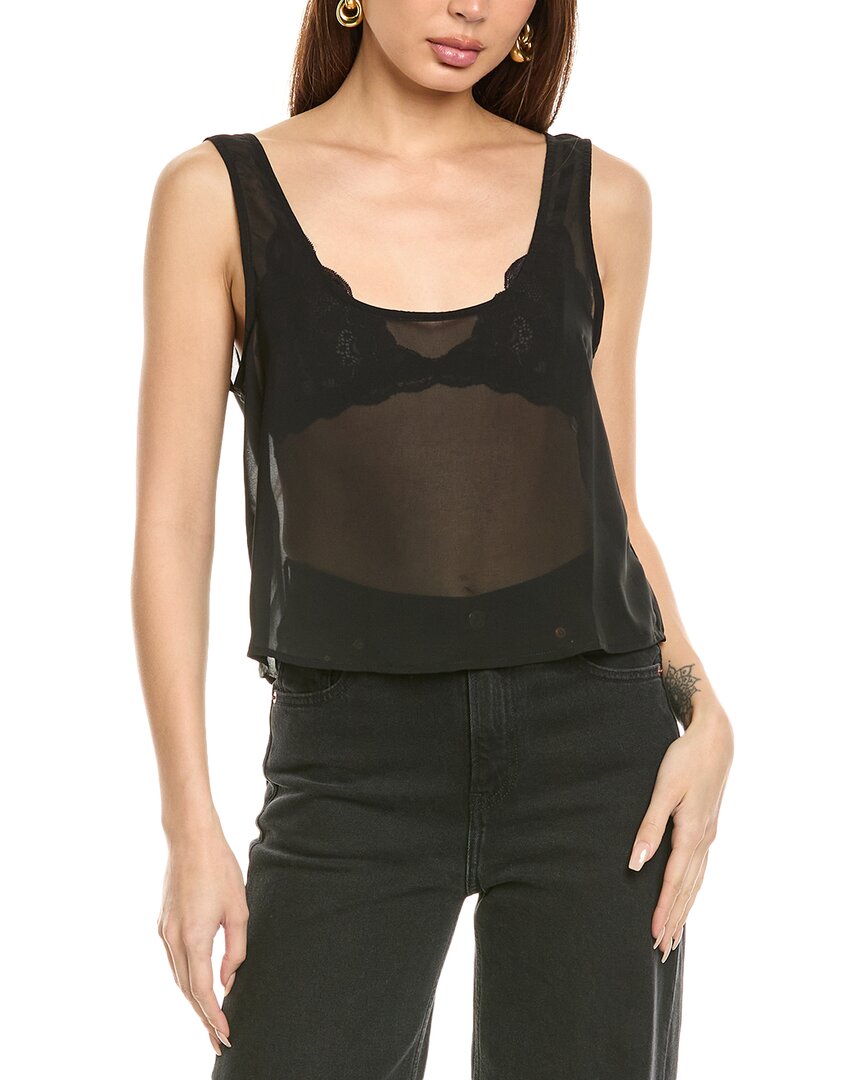 Weworewhat Square Neck Chiffon Tank Black
