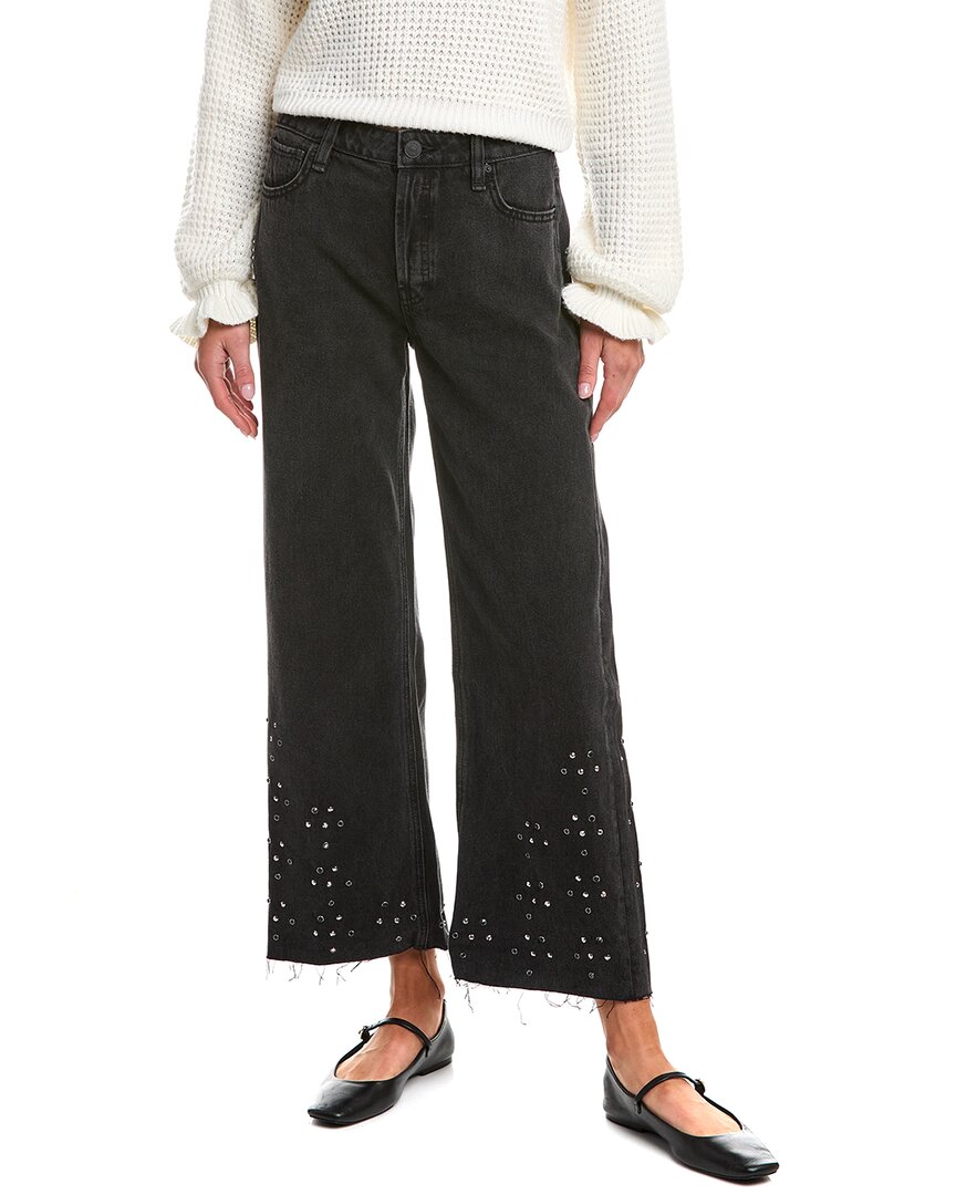 Hudson Jeans Rosalie Black Glitter Wide Leg Jean Black 24" Waist