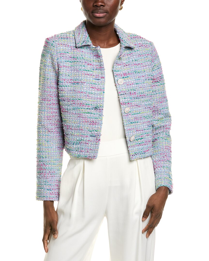 St. John Lurex Tweed Jacket Purple