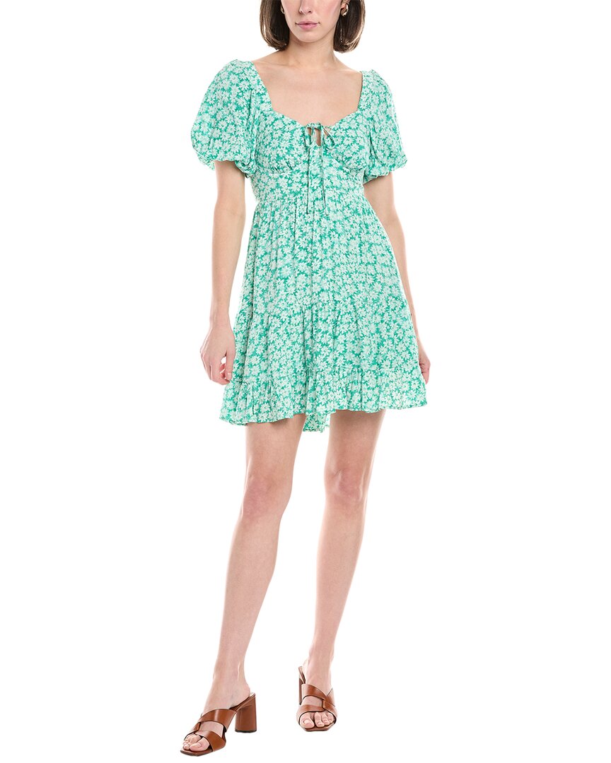 Harper Puff Sleeve Mini Dress Green