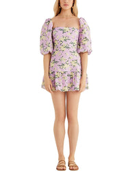 Rumer Lilac Floral Linen Mini Dress Purple Regular 12 (L)
