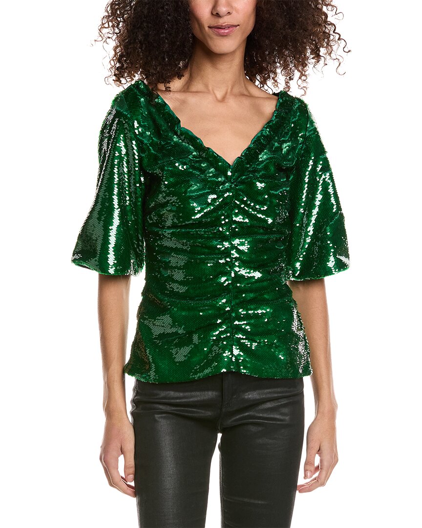 Ganni Sequin Blouse Green