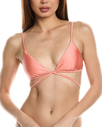 Simkhai Harlen Tie-Front Bikini Top Orange