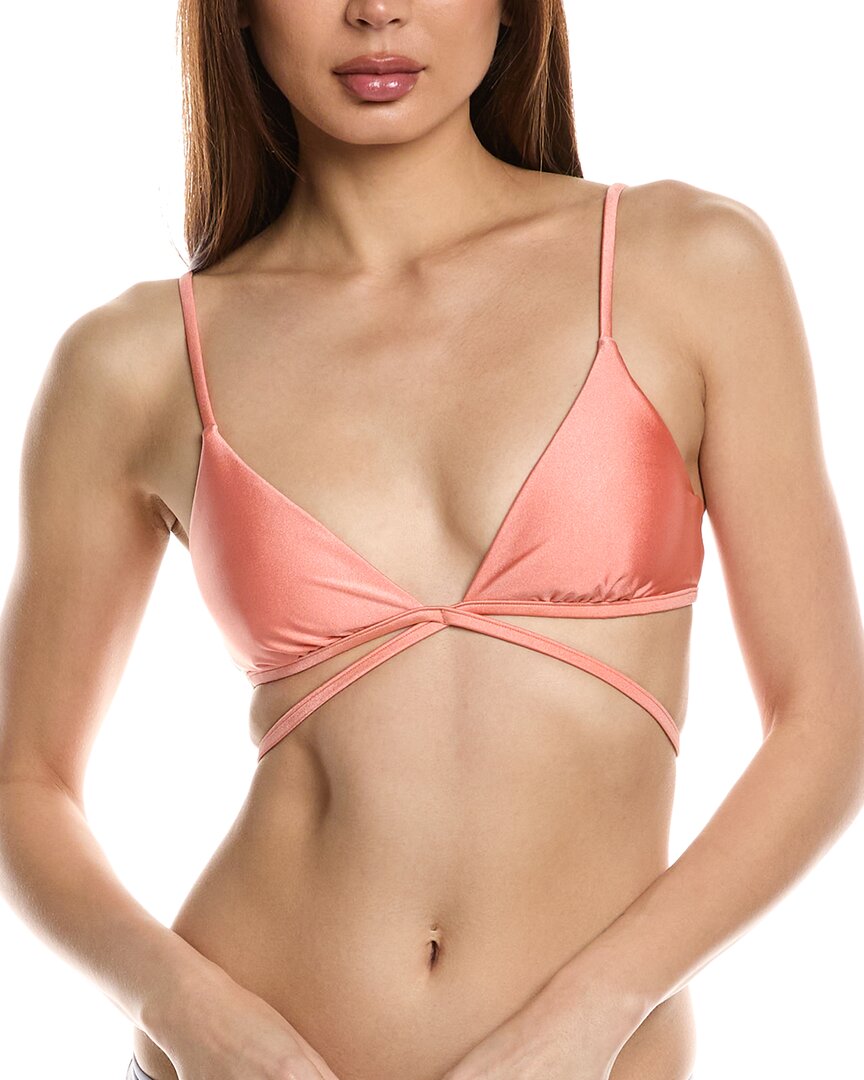 Simkhai Harlen Tie-Front Bikini Top Orange