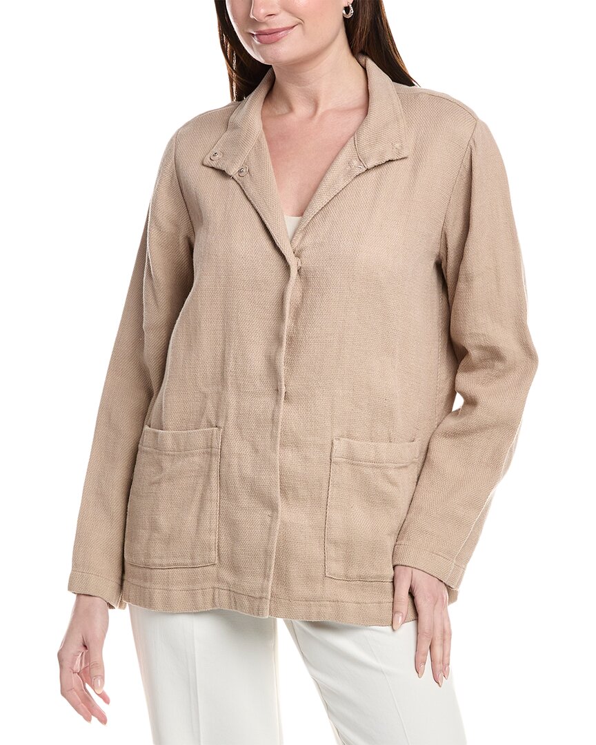 Eileen Fisher Stand Collar Jacket Brown Multi