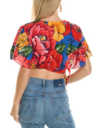 Farm Rio Womens Tie Side Crop Top, S, Red