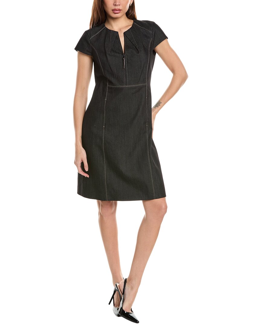 Elie Tahari Denim Fit & Flare Zip Shift Dress