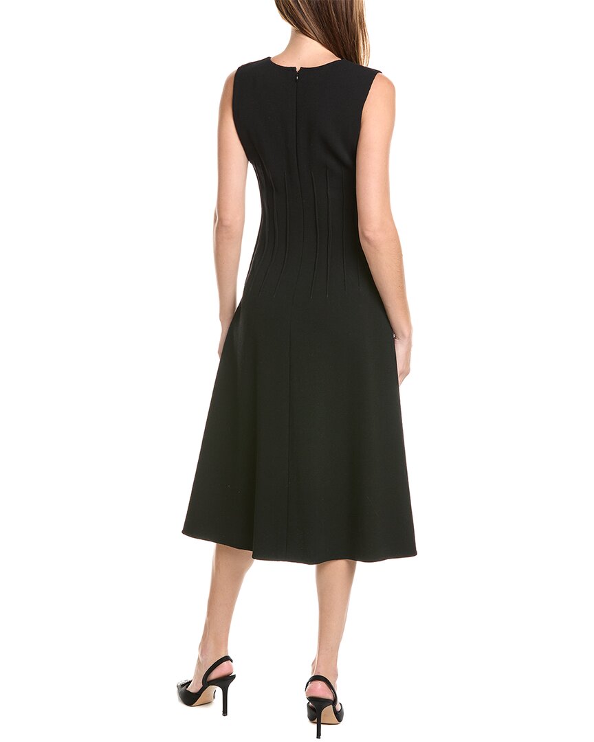 Oscar De La Renta Keyhole Seam Detail Silk-Trim Wool-Blend Midi Dress