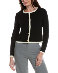 Bruno Magli Tipped Merino Wool Cropped Jacket