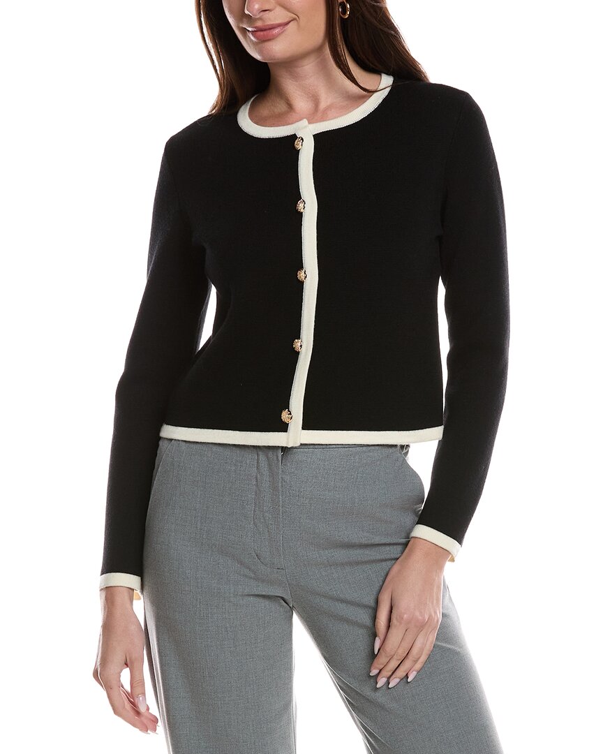 Bruno Magli Tipped Merino Wool Cropped Jacket
