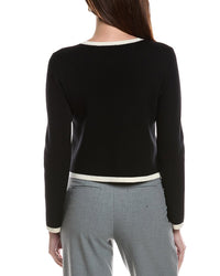 Bruno Magli Tipped Merino Wool Cropped Jacket