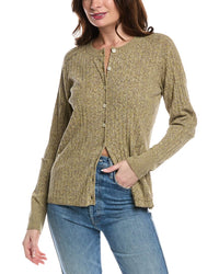 Re/Done Chevron Rib Cardigan Green