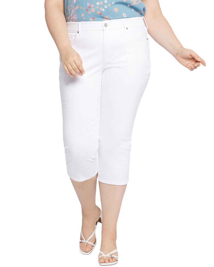 Nydj Plus Waist Match Slim Straight Crop Optic White Jean White 42" Waist